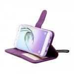 Wholesale Galaxy S7 Edge Folio Flip Leather Wallet Case with Strap (Dark Purple)